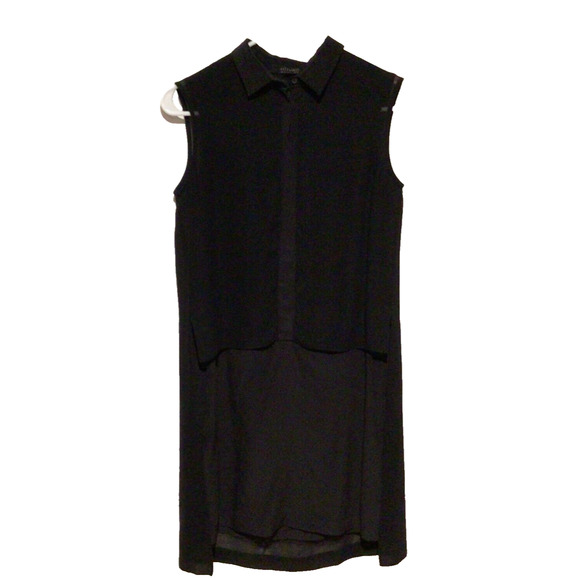 All Saints Black Silk Chiffon Sleeveless Knee Length Dress Women’s Size 2 - Picture 1 of 3